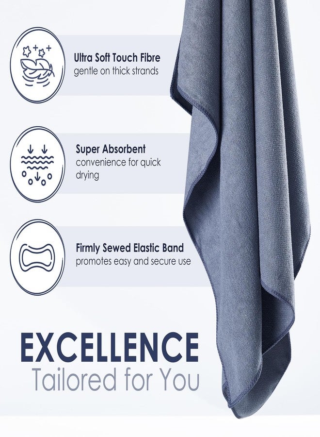 SimpleField Large Microfiber Hair Towel Wrap for Women (27x40 Inches). Anti Frizz Rectangle Fast Drying Towel with Elastic Band for Long, Curly, and Thick Hair. Includes Reusable Carry Bag (Grey) - Image 3